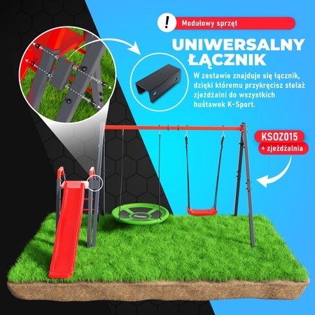 Łączenie zjeżdżalni dla dzieci z huśtawka Ogrodowa