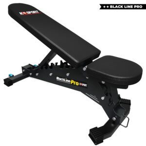 Wzmocniona regulowana ławka treningowa BlackLine Pro K4-SPORT z giętej blachy i udźwigiem 350 kg