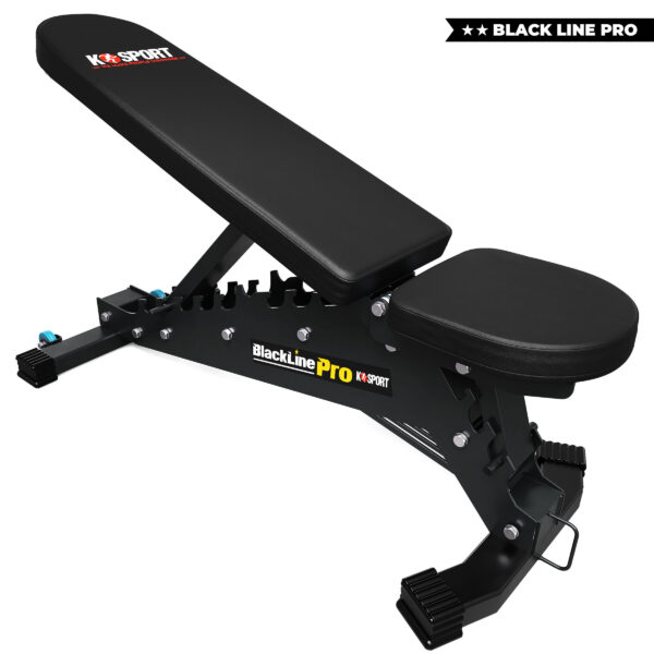 Wzmocniona regulowana ławka treningowa BlackLine Pro K4-SPORT z giętej blachy i udźwigiem 350 kg
