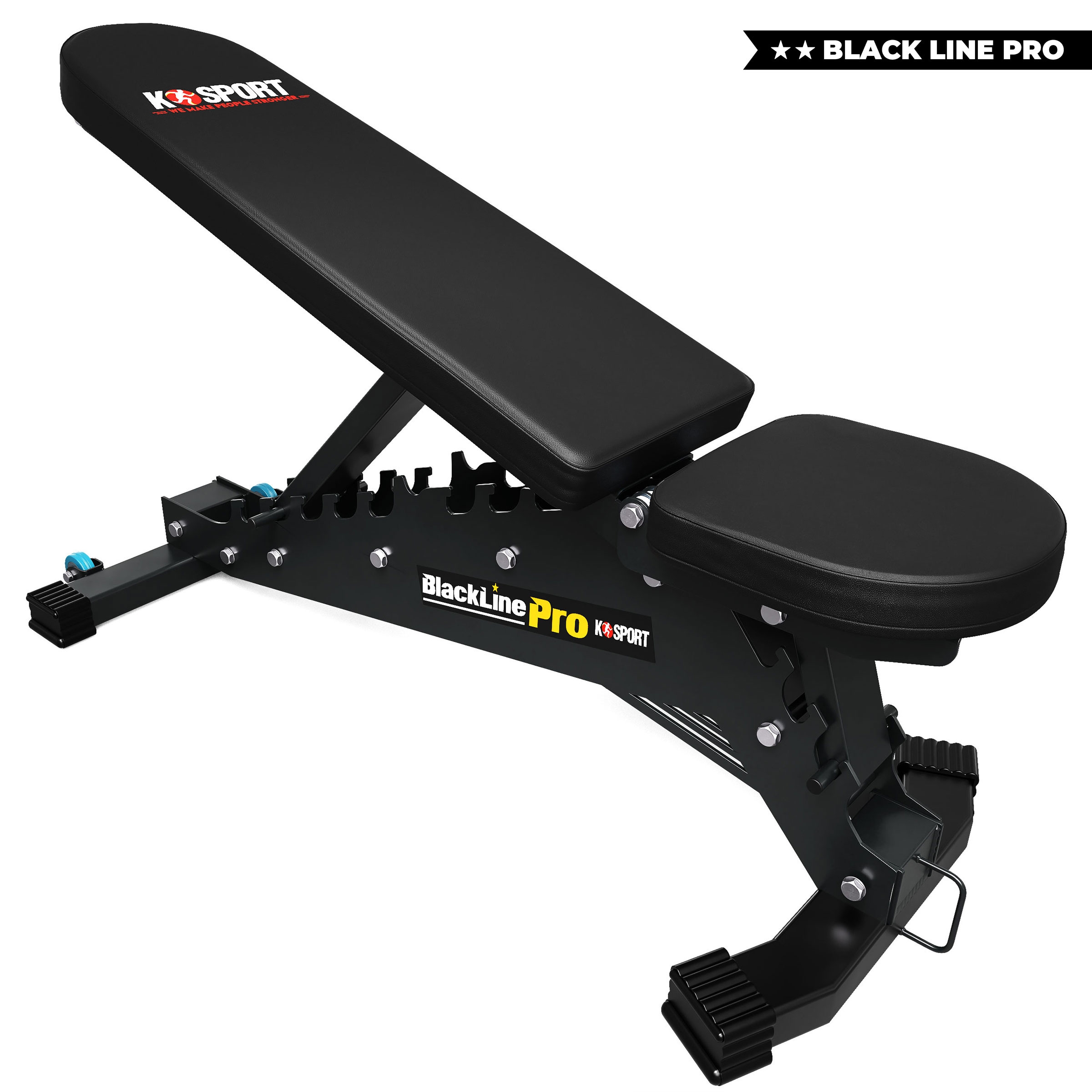 Wzmocniona regulowana ławka treningowa BlackLine Pro K4-SPORT z giętej blachy i udźwigiem 350 kg