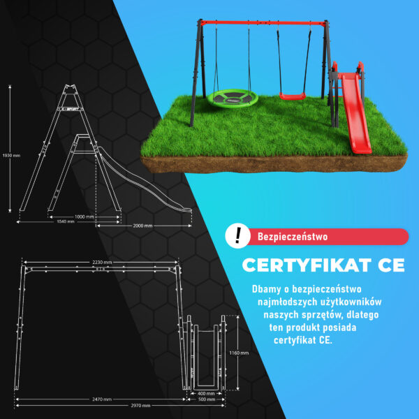 Modułowa huśtawka ze zjeżdżalnią w nowoczesnym designie