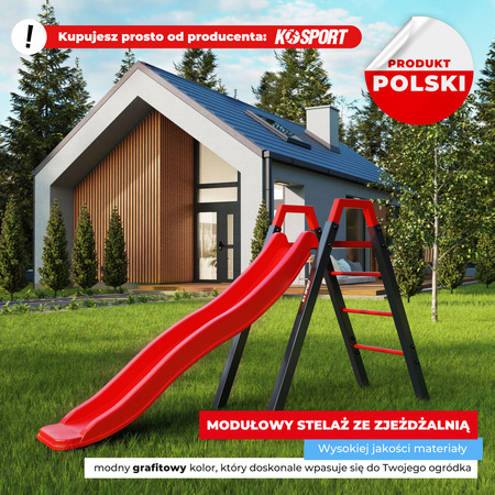 Czerwona zjeżdżalnia Ogrodowa dla dzieci – nowoczesna styl i Bezpieczna zabawa dla najmłodszych. Polski produkt