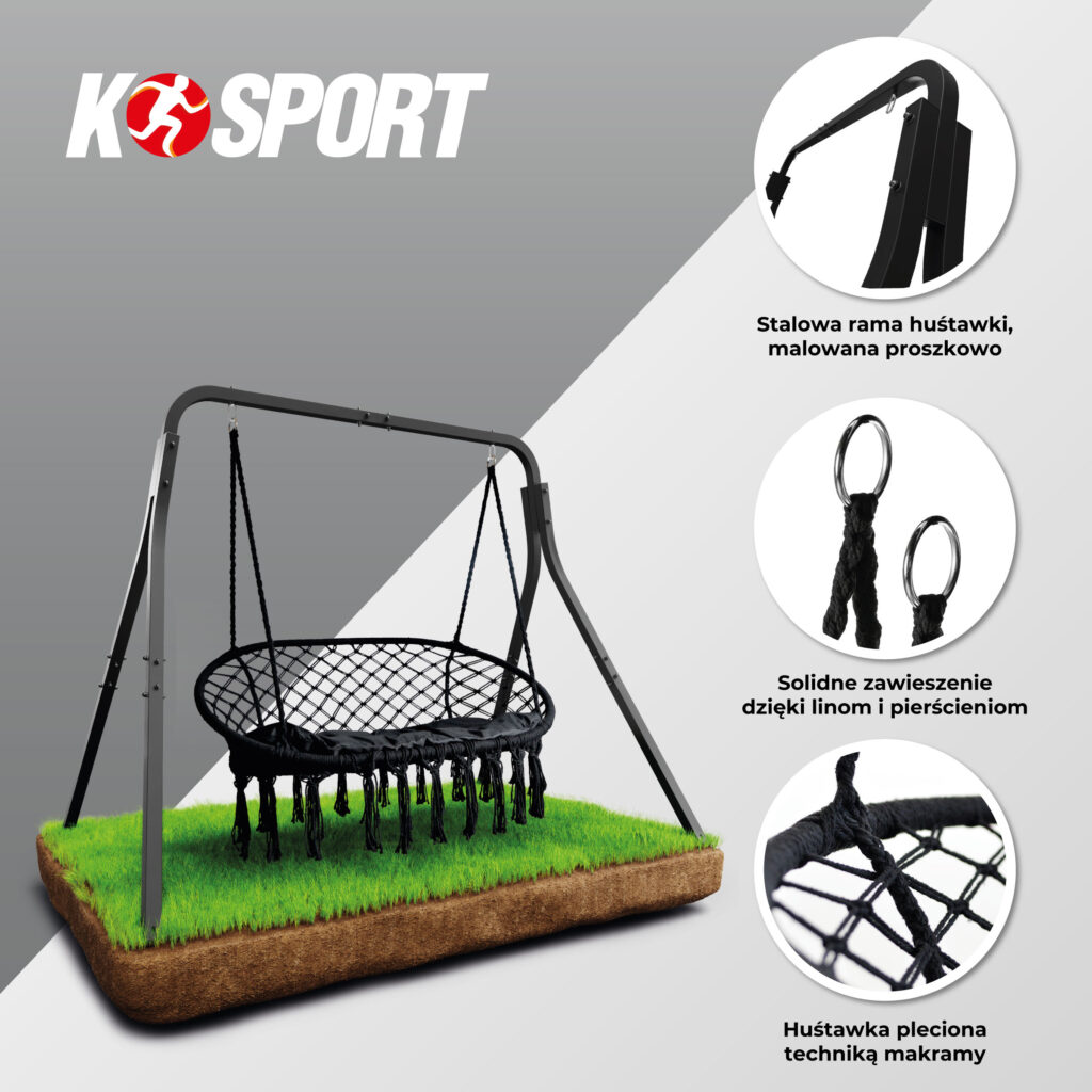 pełen zestaw huśtawka Ogrodowa metalowa, Pleciona dwuosobowa z akcesoriami