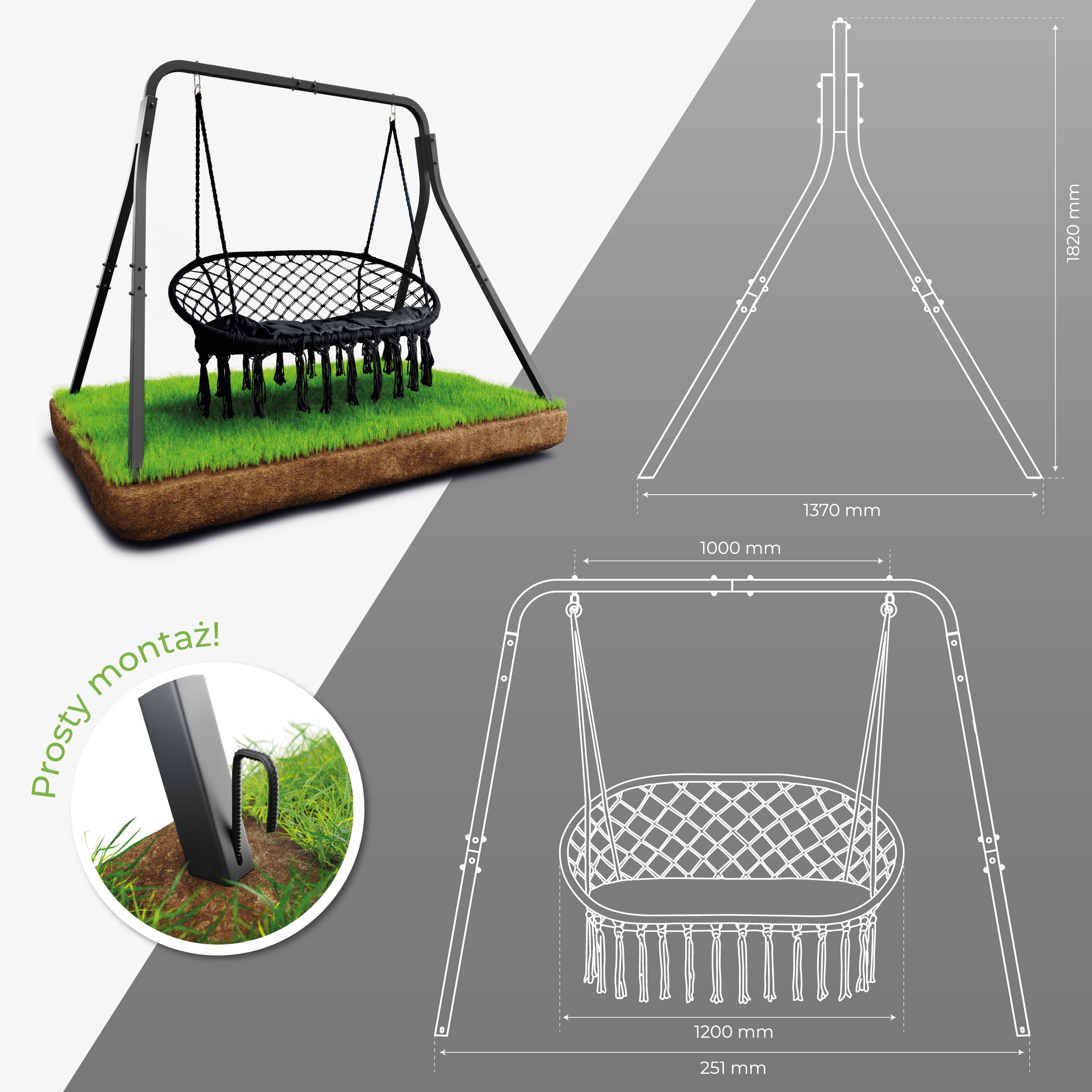 Dwuosobowa huśtawka Ogrodowa metalowa i Pleciona