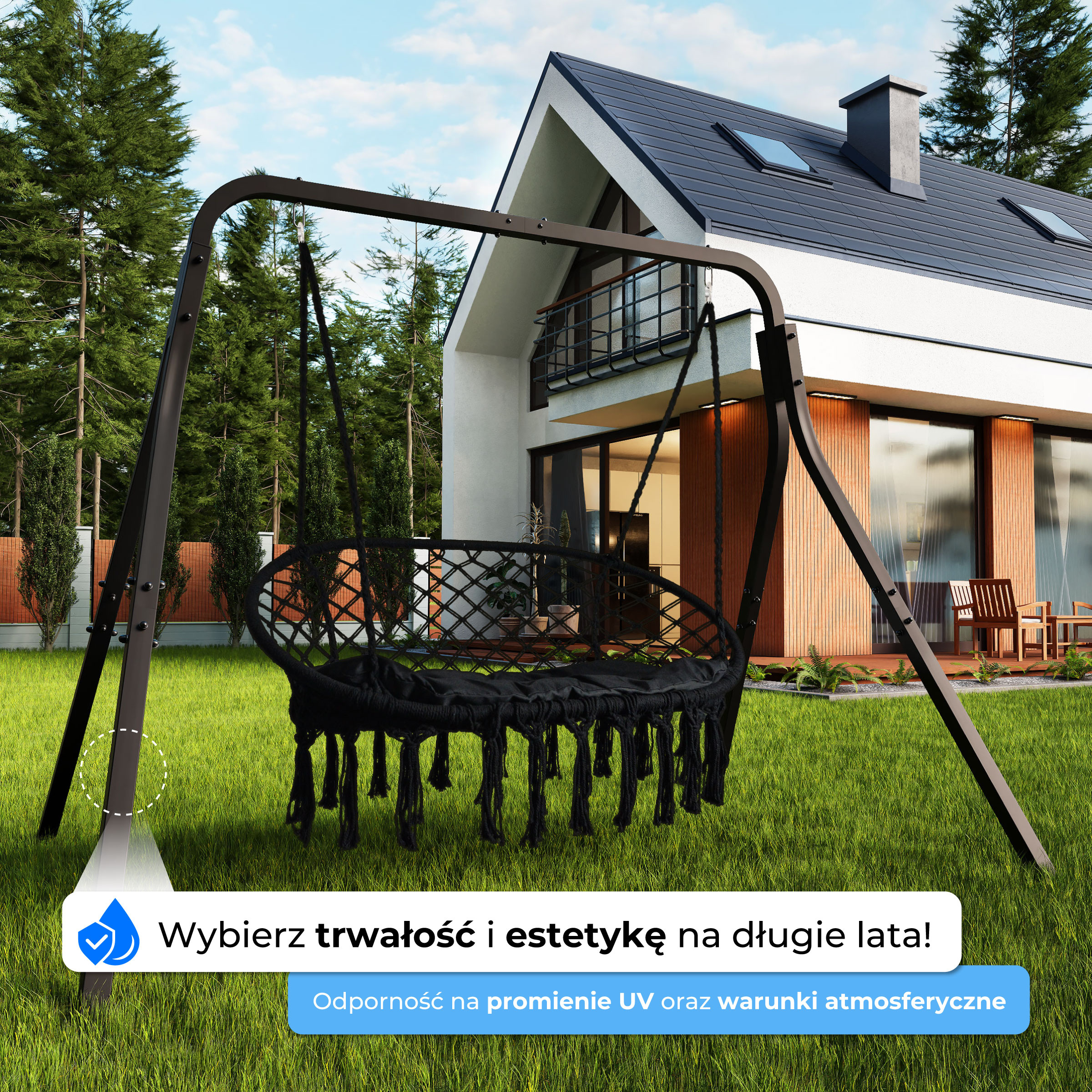 Czarna soli na huśtawkę Ogrodowa